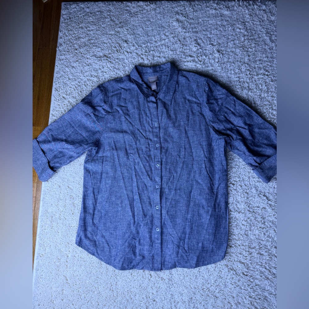 Chico's Indigo Button-Up Shirt + Pants Set NWT - Picture 2 of 11